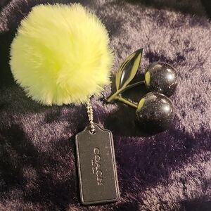 Coach Black Hang Tag Plus Unbranded Cherry Keychain